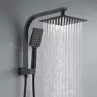 Decaura dual shower head set square black gooseneck shower arm 20cm rain shower