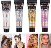 EnMart Body Glitter Gel Gold, Face Glitters Body Gel Sequins Shimmer Liquid Eyeshadow, Cosmetic Festival Glitter Face Paint for Face, Body, Hair, Eyes, Nails, DIY Art Christmas Makeup Decoration(A)