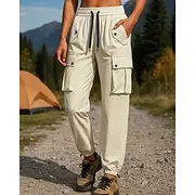 Women's Cargo Pants Hiking Pants Trousers hiking trousers Outdoor Regular Fit Breathable Quick Dry Lightweight Pants / Trousers Elastic Waist Black Ivory Campi