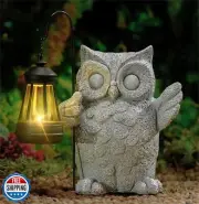 Solar Garden Statue Owl Figurine，Outdoor Garden Decor with Solar LED Lights f