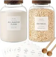 CZSZYGHBAO 2 PCS Large Glass Jar with Airtight Lid, Glass Food Storage Jars for Tea, Spice, Cereal, Egg, Flour, Coffee Beans and More (70 FL OZ/2000 ml)