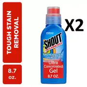 2 PACK Shout Advanced Ultra Concentrated Gel Stain Remover Scrubber Brush 8.7 Oz