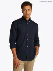 Tommy Hilfiger Blue 100% Cotton Core Flex Poplin Shirt (F20549) | $173