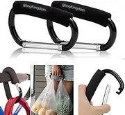 2pcs Strong Large Durable Buggy Carabiner Stroller Hooks Mummy Clip Pram Pushchair Grocery or Diaper Bags Holder - 14cm (5.5)