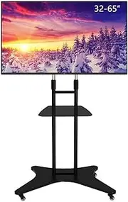 Universal TV Stand Tv Floor Stand Universal TV Stand, Height-Adjustable TV Mounting Bracket with Tray TV Cart, Black 32-55-65 Inches(