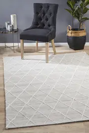 Rug Culture Silver & Grey Handmade Wool Blend Scandi Rug