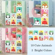 Cute Kid Animal Face 12/16 Cubes Storage Cabinet Wardrobe Toy Book Shelve MTDW