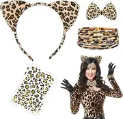 Leopard Ears, Leopard Headband, Leopard Ears, Leopard Ears Headband, Leopard Bow Tie, Bracelet, Tattoos, for Cosplay, Halloween, Carnival