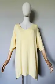 NWT $50 Chico’s Sz 3 US XL SupremelySoft V-Neck Sharkbite Elbow Slv Top Yellow