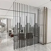 Room Divider Wall Divider Post Indoor, Metal Slats Partition Screen for Home Office Decor Columns - 7pcs, 155-300cm Privacy Screen Columns Separator, Wall Separation Columns(7pcs-E,225cm/89in/7.38ft)