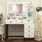 Bedroom White Dressing Table with 11 LED Lighted Mirror Vanity Make Up Desk