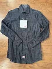 New NWT L/S Jerry Garcia Dress Shirt Mens Size Small 14 14.5 32/33 Black Flowers