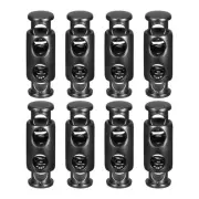 8pcs Double Holes Metal Cord Locks Toggle Fastener Stopper Rope End Black Matte