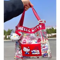 在飛比找蝦皮購物優惠-hello kitty pvc大容量斜背包 防水購物袋 手提