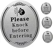 WEKADRIN 4Pcs Please Knock Before Entering Door Sign Stickers Entry Decals for Bedrooms Offices and Front Doors Flexible Usage Clean Surfaces Encourages Courtesy