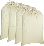 COTTON CRAFT Extra Large Laundry Bags -4 Pack Heavy Duty Durable Cotton Canvas Drawstring Closure Washable Laundry Bag - Back to School Travel College Dorm Basket Liner Clothes Organizer - XL 28 x 36