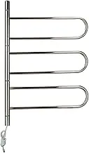 Heated Towel Rail 180° Swivel Electric Towel Warmer, Polished 830 * 560 * 120Mm Wall Mounted Heated Towel Rack, for Home Bathroom Radiator,Plug in (Plug in)