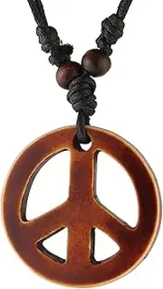 [STWTR] Men's and Women's Adjustable Peace Sign Pendant Necklace Pendant Hemp Rope Chain - Maori Tribal Necklace
