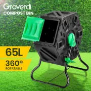 Groverdi Compost Bin 65L Compost Tumbler Chamber Composter 360¡ã Rotating Recycl