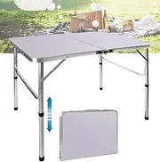 Folding Table Foot Lightweight Aluminum Folding Table for Camping, Buffet, Wedding, Market, Garden Party, Trunk Sale and Picnic Folding Trestle Table with Adjustable Height Indoor Outdoor Co