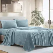 Ardor Boudoir Single Teddy Fleece Bed Sheet w/ Pillowcase Set - Sea Mist