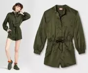 Hunter for Target Women's Green Satin Playsuit Shorts Romper XS NWT