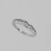 Brand New Real 14K White Gold .30 TCW Diamond Round Brilliant & Baguette Ring