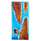 Blue Epoxy Resin Table Walnut Custom Order Modern Table Top For Hallway Decor