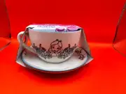 Disney Alice in Wonderland Blue Floral Garden Botanical Teacup Saucer Free Ship