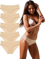 [Kiench] Women's Seamless Briefs Hipster Underwear Pack of 5, 5 Skin Colours, Medium