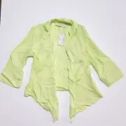 Chico's High-Low Jacket Women's 0 Green 3/4 Sleeve Drape Front Rayon Regular Fit