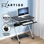 Artiss Computer Desk Laptop Desk Keyboard Shelf Tray Wheels Black 60CM