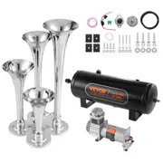 Train Horns Kit, 4 Trumpet Air Horn Kit, 150dB Train Horns for Pickup Trucks, 12V 160 psi Air Compressor 2.6 Gal/10 L Tank with Gauge for Any 12V Vehicle Car Truck Train Van