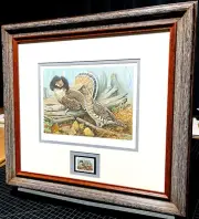 Jim Foote 1979 The Ruffed Grouse Society Conservation W Stamp - Brand New Frame