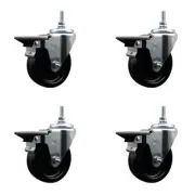 4 Inch Phenolic 12MM Threaded Stem Caster Set with Brake