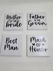 Wedding Party Black & White Coasters Set Of 4