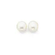9ct Gold 5mm Freshwater Button Pearl Studs in White