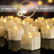 12Pcs LED Tea Lights Flameless Flicker w/ Timer Candles Lamp Battery Operated