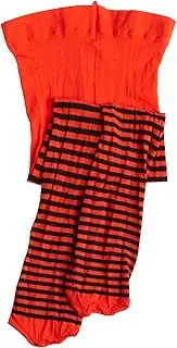 [Jefferies Socks] Little Girls' Halloween Witch Stripe and Smooth Skin Tights (Pack of 2) - Orange