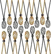 6 Pieces Necklace Cord Empty Stone Holder Empty Necklace Holder Quartz Crystal Stone Necklace Cord, Adjustable Cord Cage Fish Netted Necklace Cord for DIY Jewelry Making Accessories