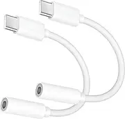 Youerte USB Type C to 3.5mm Headphone Jack Adapter, (2-Pack) USB C to Aux Female Audio Dongle Cable Cord Compatible with iPhone 15/15 Pro/15 Plus/15 Pro Max,iPad Pro,MacBook, Galaxy S24 S23 S22