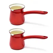 2PK Coffee Culture Enamel 300ml Turkish Coffee Pot Maker Stovetop Brewing Red
