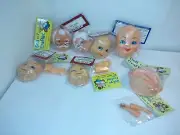 Vtg Christmas, Valentine Lot Faces Hong Kong / China NOS Celluloid 70's ~ 80's