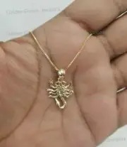 Free Chain Real 14k Yellow Gold Scorpio Scorpion Lucky Animal Pendant Charm