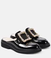 [Roger Vivier] Roger Vivier Viv' Rangers embellished leather mules AU 7.5 black