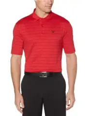 Callaway Men's Ventilated Stripe Polo Shirt, Polyester/Spandex, Tango Red, XL