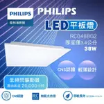 【PHILIPS 飛利浦】38W LED平板燈 RC048B G2 面板燈 輕鋼架燈 辦公室用燈(2入組)