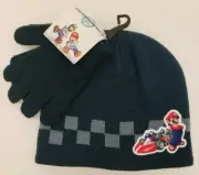 NEW! NINTENDO SUPER MARIO Beanie Hat & Glove Set Size 4-7 FREE SHIPPING!