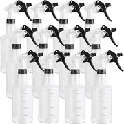 Eccliy 12 Pcs 16 Oz Plastic Spray Bottle, Adjustable Empty Reusable Sprayer for Cleaning, Planting, Water, Bathroom and Kitchen, BBQ, Commercial and Residential (Black,Measurement)