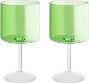 H&H Daylight Set of 2 Borosilicate Glass Goblets, Green, 23 cl
